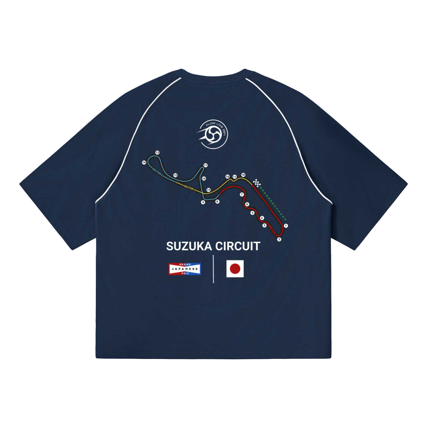 Japanese Grand Prix Contrast Piping Relaxed T-Shirt