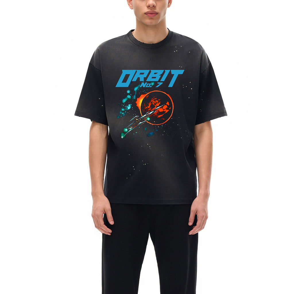 ORBIT 7 - Hand-Frayed Sunfade Paint Splatter T-Shirt