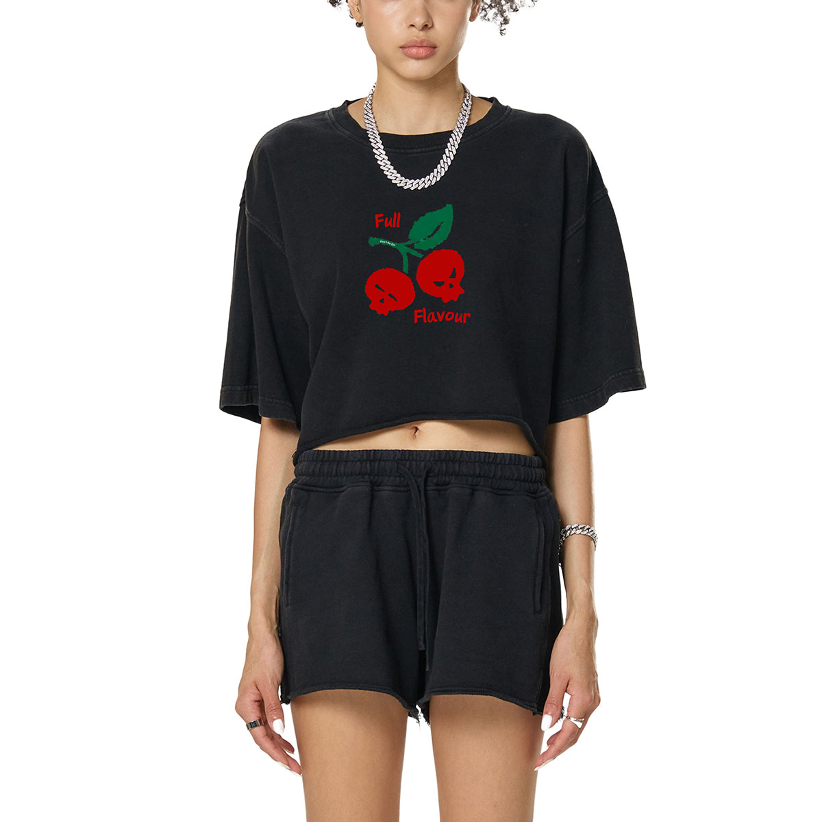 Full Flavour, Snow Washed Raw Edge Crop Top