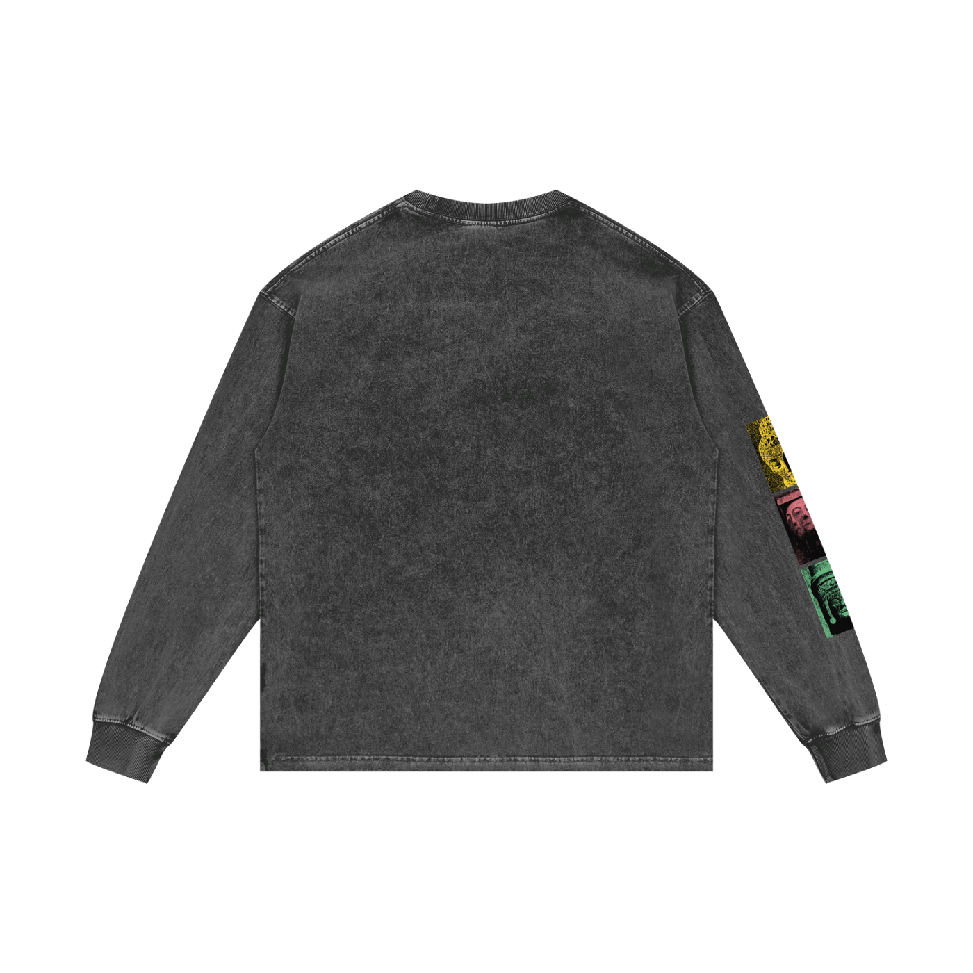 Trippy Bhuda Acid Wash Long Sleeve T-Shirt