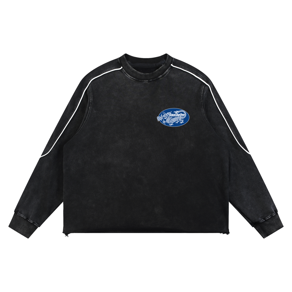 Japanese Motorsport Piping Raw Hem Sweatshirt