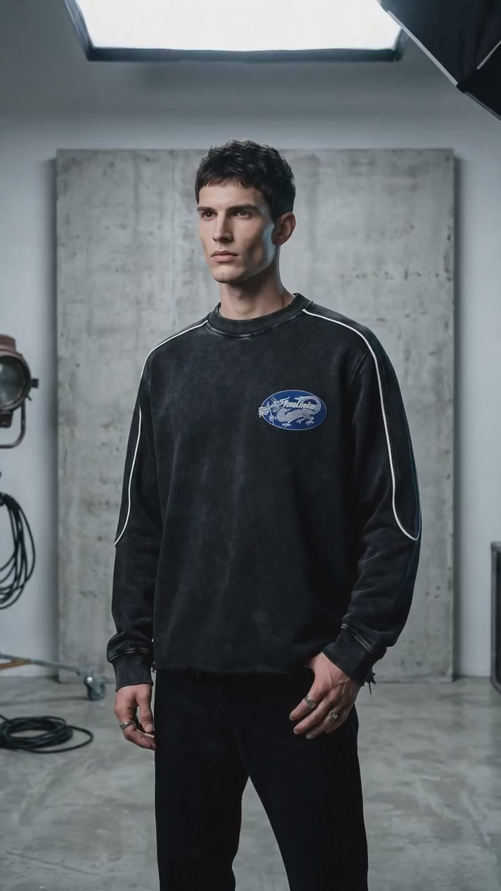 Japanese Motorsport Piping Raw Hem Sweatshirt