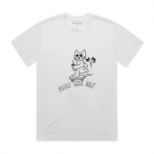 Skate Cat, White, Front T-Shirt Design
