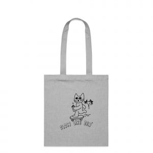 Tote Bag, 'Coffee On The Go' Design, Grey